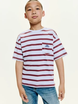 MANGO KIDS - Koszulka w paski z haftem błękitny - lata - Dzieci