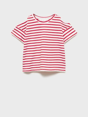 MANGO KIDS - Koszulka w paski z wycięciami na ramionach czerwony - lata - Dzieci