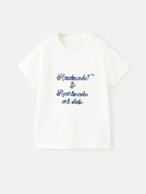 MANGO KIDS - Koszulka wypukły tekst złamana biel - lata - Dzieci