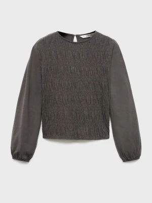 MANGO KIDS - Koszulka z długimi rękawami i marszczeniem antracytowy - lata - Dzieci