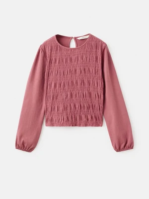 MANGO KIDS - Koszulka z długimi rękawami i marszczeniem złamana biel - lata - Dzieci