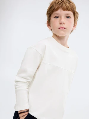 MANGO KIDS - Koszulka z kieszonką i przeszyciem złamana biel - lata - Dzieci