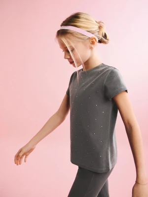 MANGO KIDS - Koszulka z krótkim rękawem i kryształkami strass antracytowy - lata - Dzieci