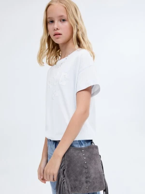 MANGO KIDS - Koszulka z krótkim rękawem z haftem błękitny - lata - Dzieci
