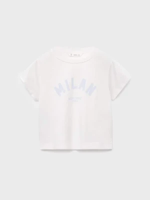 MANGO KIDS - Koszulka ze wzorem i krótkimi rękawami złamana biel - lata - Dzieci