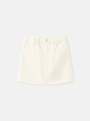 MANGO KIDS - Krótka dżinsowa spódnica z haftami kremowy / écru - - Dzieci