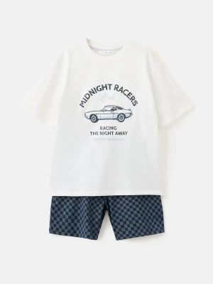 MANGO KIDS - Krótka łączona piżama złamana biel - lata - Dzieci