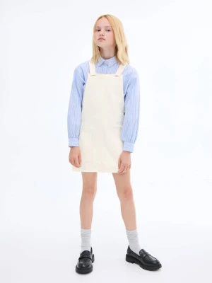 MANGO KIDS - Krótka sukienka dżinsowa na szelkach kremowy / écru - - Dzieci