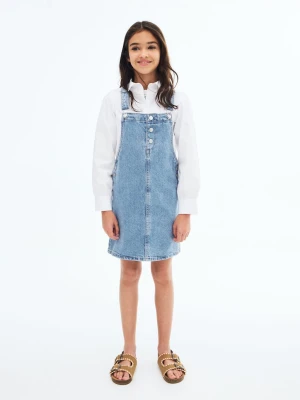 MANGO KIDS - Krótka sukienka dżinsowa na szelkach średni niebieski - - Dzieci