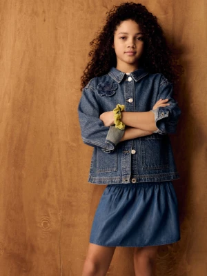 MANGO KIDS - Kurtka jeansowa z kwiatowym motywem średni niebieski - - Dzieci