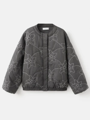 MANGO KIDS - Kurtka pikowana z haftem antracytowy - - Dzieci