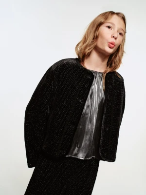 MANGO KIDS - Kurtka z lureksu z guzikami czarny - - Dzieci