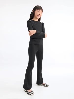 MANGO KIDS - Legginsy dzwony z bawełny czarny - lata - Dzieci