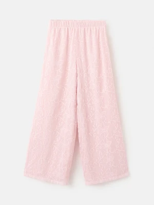 MANGO KIDS - Lejące spodnie z haftowanej tkaniny różowy - lata - Dzieci