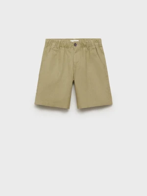 MANGO KIDS - Lniane bermudy khaki - - Dzieci