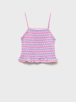 MANGO KIDS - Marszczony top ze wzorem różowy - lata - Dzieci