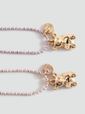 MANGO KIDS - Naszyjnik łańcuszek z misiem złoty - Rozmiar uniwersalny - Dzieci