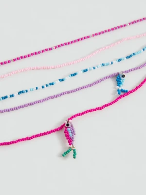 MANGO KIDS - Naszyjnik z koralikami fuksja - Rozmiar uniwersalny - Dzieci