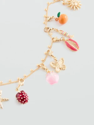 MANGO KIDS - Naszyjnik z zawieszkami charms żółty - Rozmiar uniwersalny - Dzieci