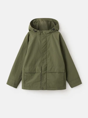 MANGO KIDS - Nieprzemakalna kurtka z kapturem khaki - - Dzieci