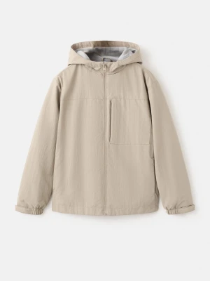MANGO KIDS - Nieprzemakalna kurtka z kapturem średni brązowy - - Dzieci