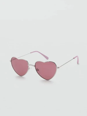 MANGO KIDS - Okulary przeciwsłoneczne serca srebrny - Rozmiar uniwersalny - Dzieci