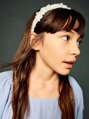 MANGO KIDS - Opaska do włosów z koralikami kremowy / écru - Rozmiar uniwersalny - Dzieci