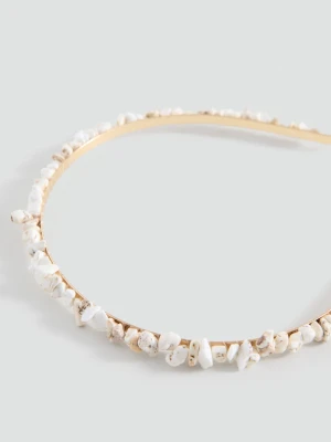 MANGO KIDS - Opaska do włosów z koralikami kremowy / écru - Rozmiar uniwersalny - Dzieci