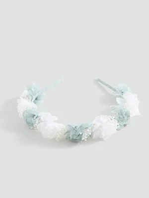 MANGO KIDS - Opaska z kolorowymi kwiatami bladozielony - Rozmiar uniwersalny - Dzieci