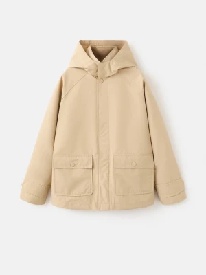 MANGO KIDS - Parka z kapturem i kieszeniami beżowy - - Dzieci