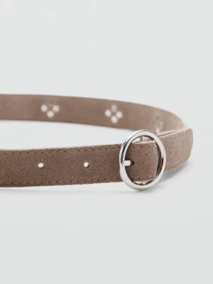 Pasek skórzany z ćwiekami piaskowy - Dzieci - - MANGO KIDS