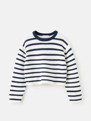 MANGO KIDS - Pasiasty sweter crop granatowy - lata - Dzieci