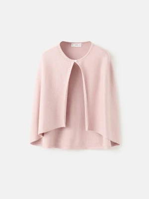 MANGO KIDS - Peleryna z dzianiny z ażurowym wzorem blady róż - lata - Dzieci