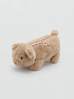 MANGO KIDS - Piórnik miś z futerka piaskowy - Rozmiar uniwersalny - Dzieci