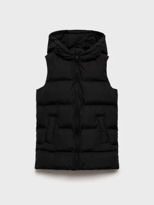 MANGO KIDS - Pikowana kamizelka z kapturem czarny - lata - Dzieci