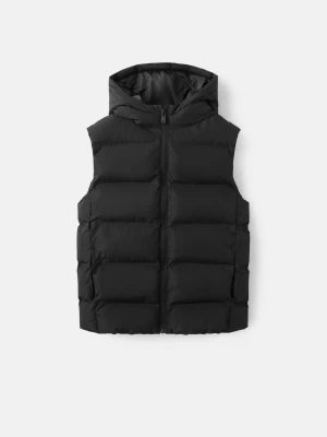 MANGO KIDS - Pikowana kamizelka z kapturem czarny - lata - Dzieci