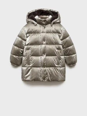 MANGO KIDS - Pikowana metaliczna kurtka anorak srebrny - - Dzieci