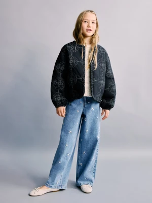 MANGO KIDS - Pikowana kurtka z haftem granatowy - - Dzieci