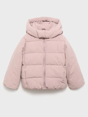 MANGO KIDS - Pikowana kurtka z kapturem różowy - - Dzieci