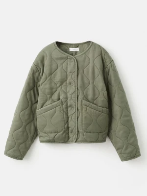 MANGO KIDS - Pikowana kurtka z lyocellu khaki - - Dzieci