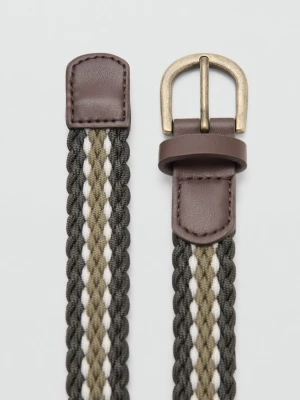 MANGO KIDS - Pleciony pasek khaki - - Dzieci