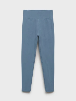 MANGO KIDS - Prążkowane legginsy z bawełny niebieski - - Dzieci