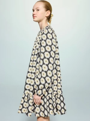 MANGO KIDS - Rozkloszowana sukienka w kwiaty antracytowy - lata - Dzieci