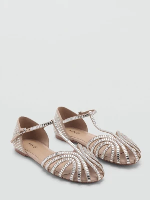 MANGO KIDS - Sandały z ćwiekami na paskach srebrny - - Dzieci