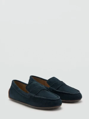 MANGO KIDS - Skórzane mokasyny niebieski - - Dzieci