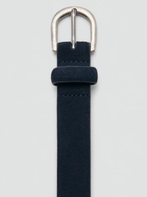 MANGO KIDS - Skórzany pasek granatowy - - Dzieci