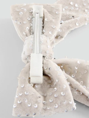 MANGO KIDS - Spinka z kokardą z cekinami piaskowy - Rozmiar uniwersalny - Dzieci