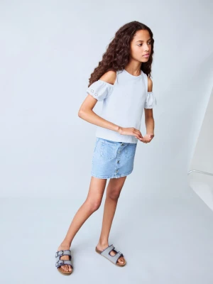 MANGO KIDS - Spódnica denim z guzikami średni niebieski - - Dzieci