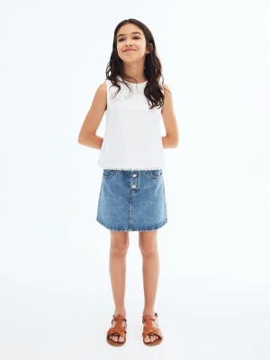 MANGO KIDS - Spódnica denimowa paperbag średni niebieski - - Dzieci
