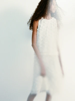 MANGO KIDS - Spódnica midi z tiulu złamana biel - lata - Dzieci